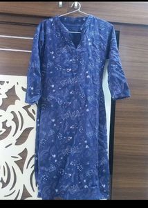 Navy Blue Cotton Kurti