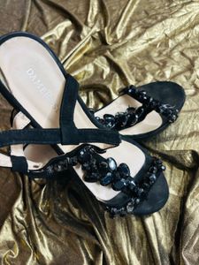 Blacj Stone Embellished Heels