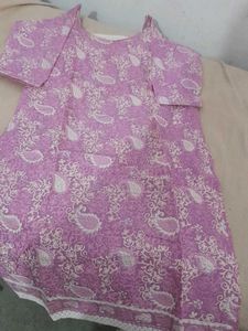 Pink Cotton Rubber Print Stiched Suit Set