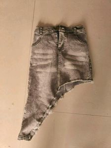 Asymmetric Denim Skirt