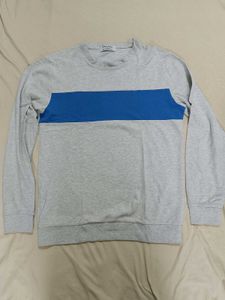 Men White Blue Sweatshirt/Sweater