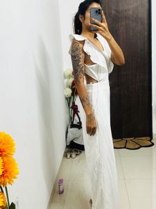 White Ruffle Sleeve Jumpsuit