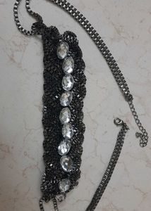 Party Wear With denim Or Dress .gunmetal Necklace