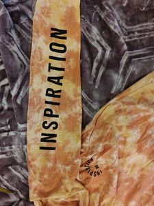 Winter Tshirt With Washed Out Print- Orange Yellow