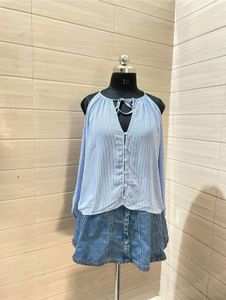 H&M Striped Cold Shoulder Top
