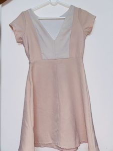 Elegant Pink Peach V Neck Knee Length Dress