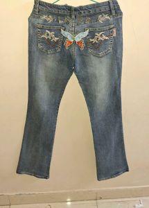 Cool Y2K Jean&#39;s With Butterfly Embroidered Pattern