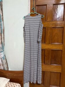Striped Cold Shoulder Maxi Dress