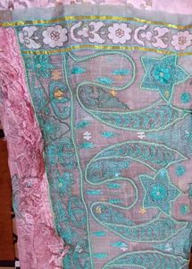 Elegant Peach Kanjivaram Pattu Saree Wedding Brid