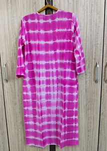 Pink And White Peacock Kurta (L/XL)