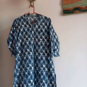 Graceful Indigo Color Khadi Cotton Kurti❤️