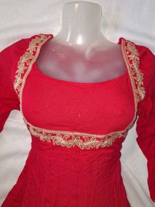 Pretty Red Anarkali Suit Set