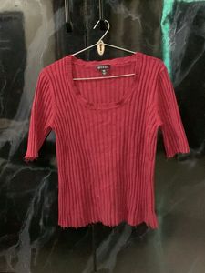 Red Ribbed Top