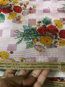 Printed  Linen kota Saree