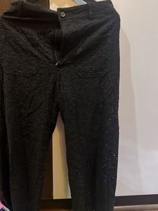 Zara Black Eyelet Pants