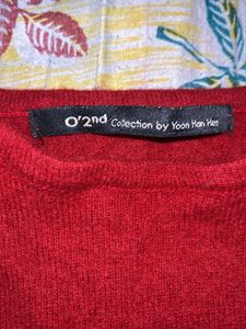 Women&#39;s Woolen Red Colour Top For Winter&#39;s