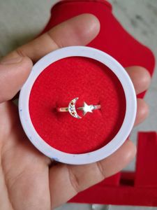 Moon &amp; Star Ring Silver