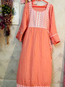 Pure Cotton Peach Kurti