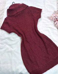 🎁Buy1 Get1 Free Burgundy Knit Sweater Dress A