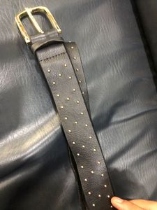 Genuine Leather Black Studded Belt