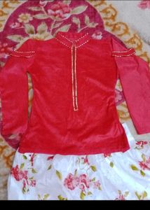 Red &amp; white Skirt &amp; Top Set