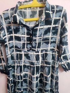 Blue Checked Kurti
