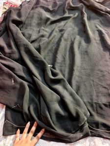 Black Saree With Padded Stitched Blouse (wom