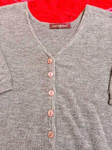 Gray Knit Cardigan/blouse