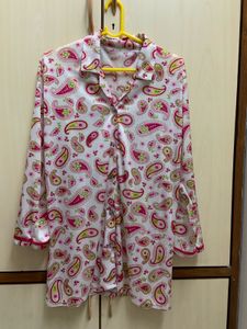 Pink Paisley Print Satin Lounge Set