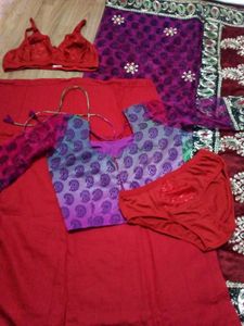 Complete Set: Saree Blouse Petticoat Bra Panty