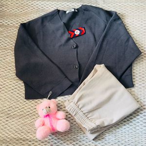 Gray Cropped Cardigan