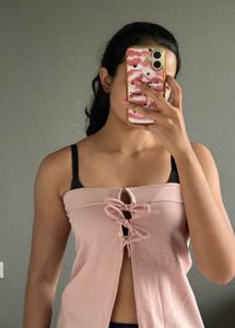 Pink Cute Tie-Up Top