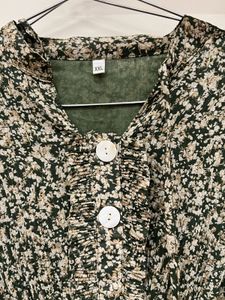 Olive And White Shaded Top