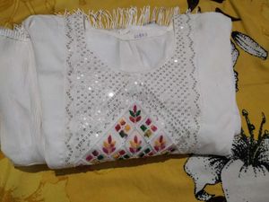 Embroidered White Kurta