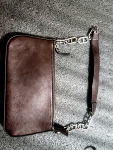 Brown Leather Chain Bag