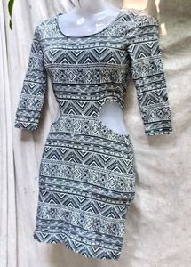 I. BLACK AND WHITE SEXY CUTOUT BODYCON