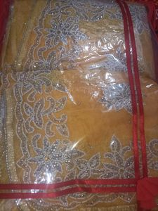 Designer Saree And Blouse With Pearl Work