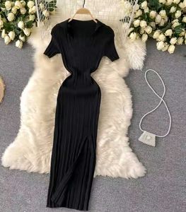 Hot Black Ribbed Midi Dress