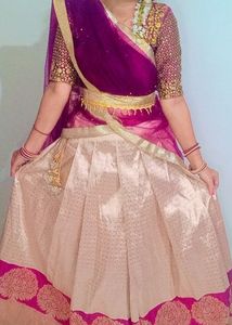Lehenga With Stitched Blouse N Hip Belt
