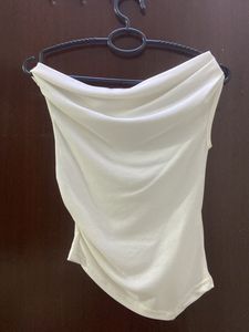 White Draped Sleeveless Top