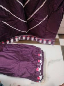 Wine Pakistani Kurti Pant Set