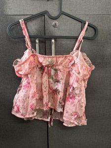 Floral Ruffled Corset Top