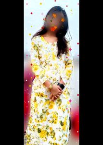 Lime Yellow Chiken Kurti Set