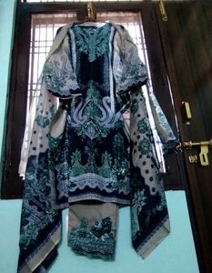 Grey And Blue Pakistani Kurta Set