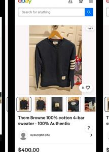 Thom Browne 100% cotton 3-bar sweatshirt