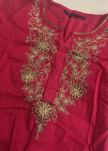 Embroidered Red Kurta