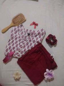 Printed kurte and Bottom Set handmade🎀