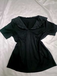 Chic Black Dress &amp; Pan Collar Top