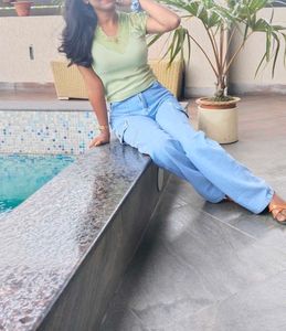 Light Wash Denim Cargo Pants