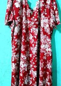PLUS SIZE KURTA RED FLORA DESIGN